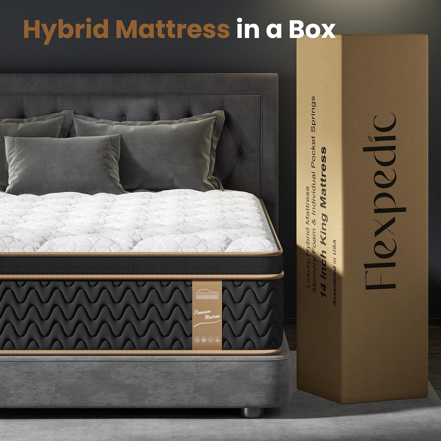 Queen Mattress 12 Inch, Cooling Hybrid Bed in a Box, 7-Zones Individual Pocket S
