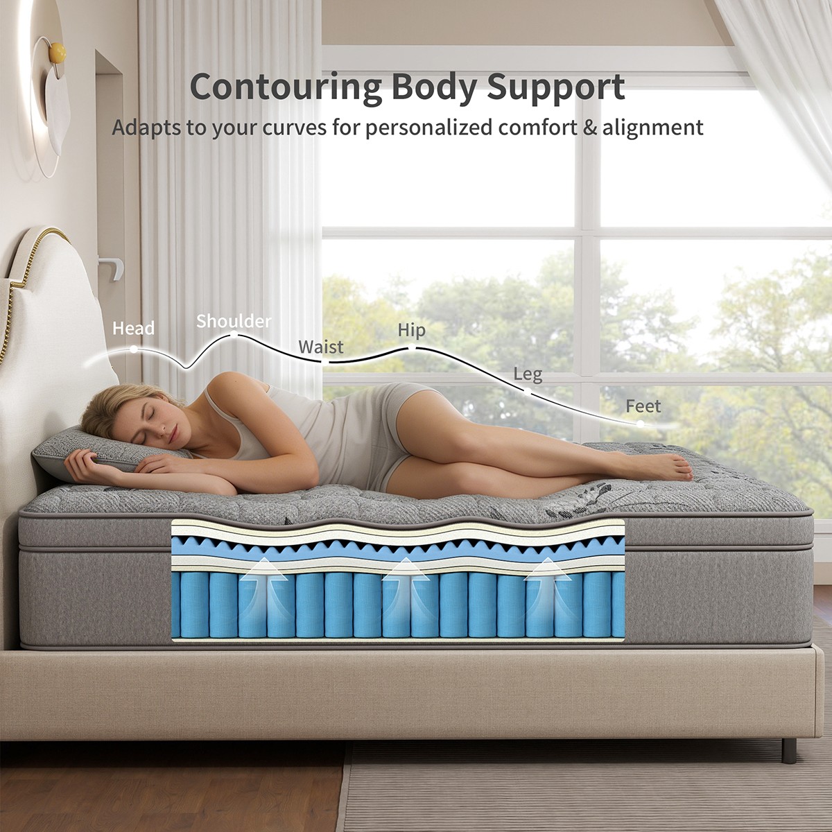12″ 14″ Gel Memory Foam Mattress Hybrid Spring Twin Full Queen King In A Box