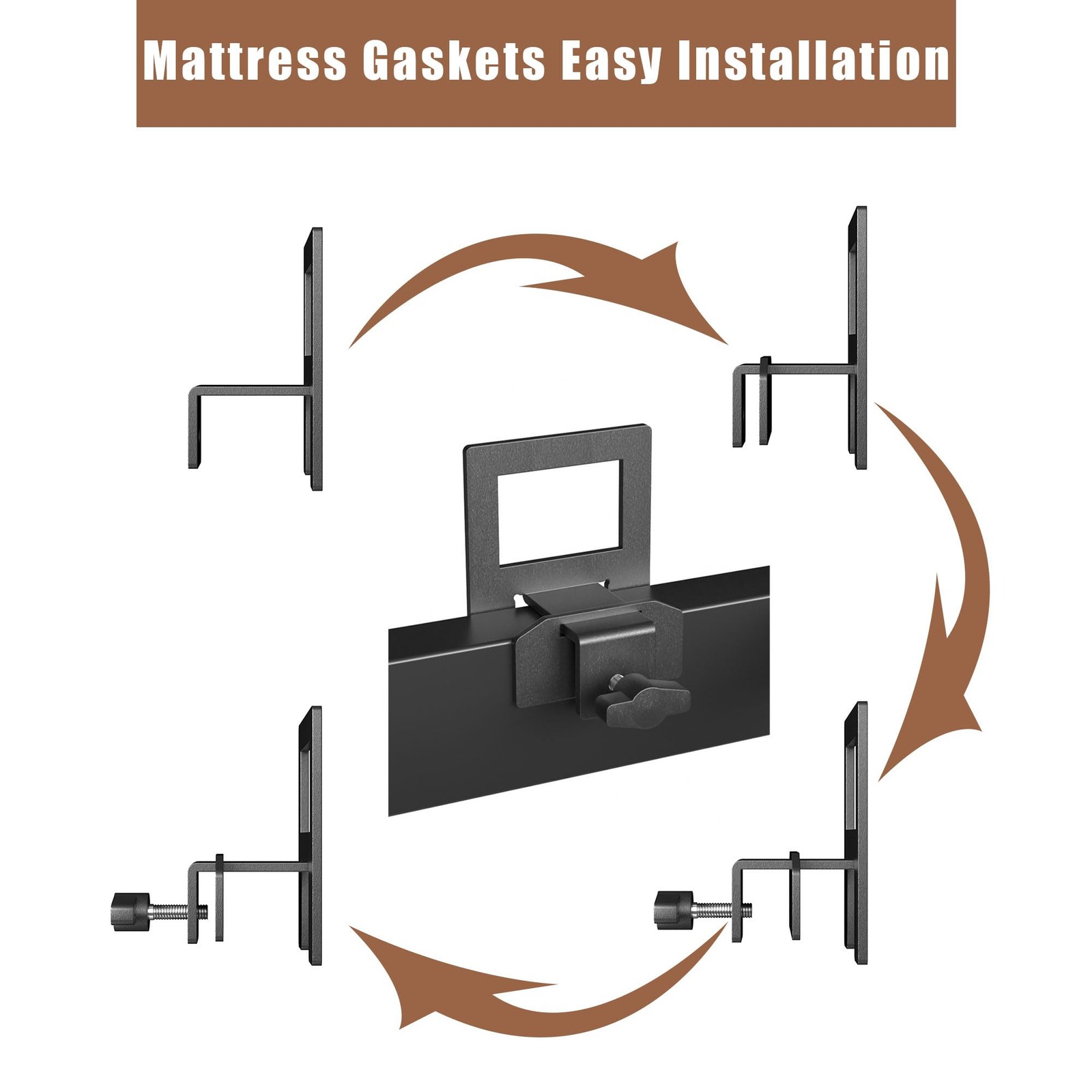 SHOANED Adjustable Non Slip Mattress Gaskets for Gaskets, Black