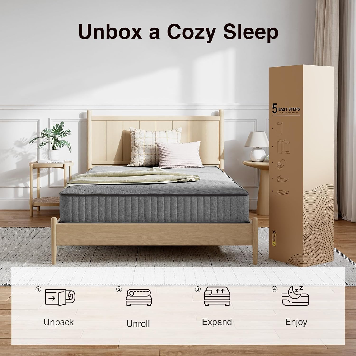 6 Inch Twin Hybrid Mattress with Gel Foam for Pain Relief & Cooling Sleep
