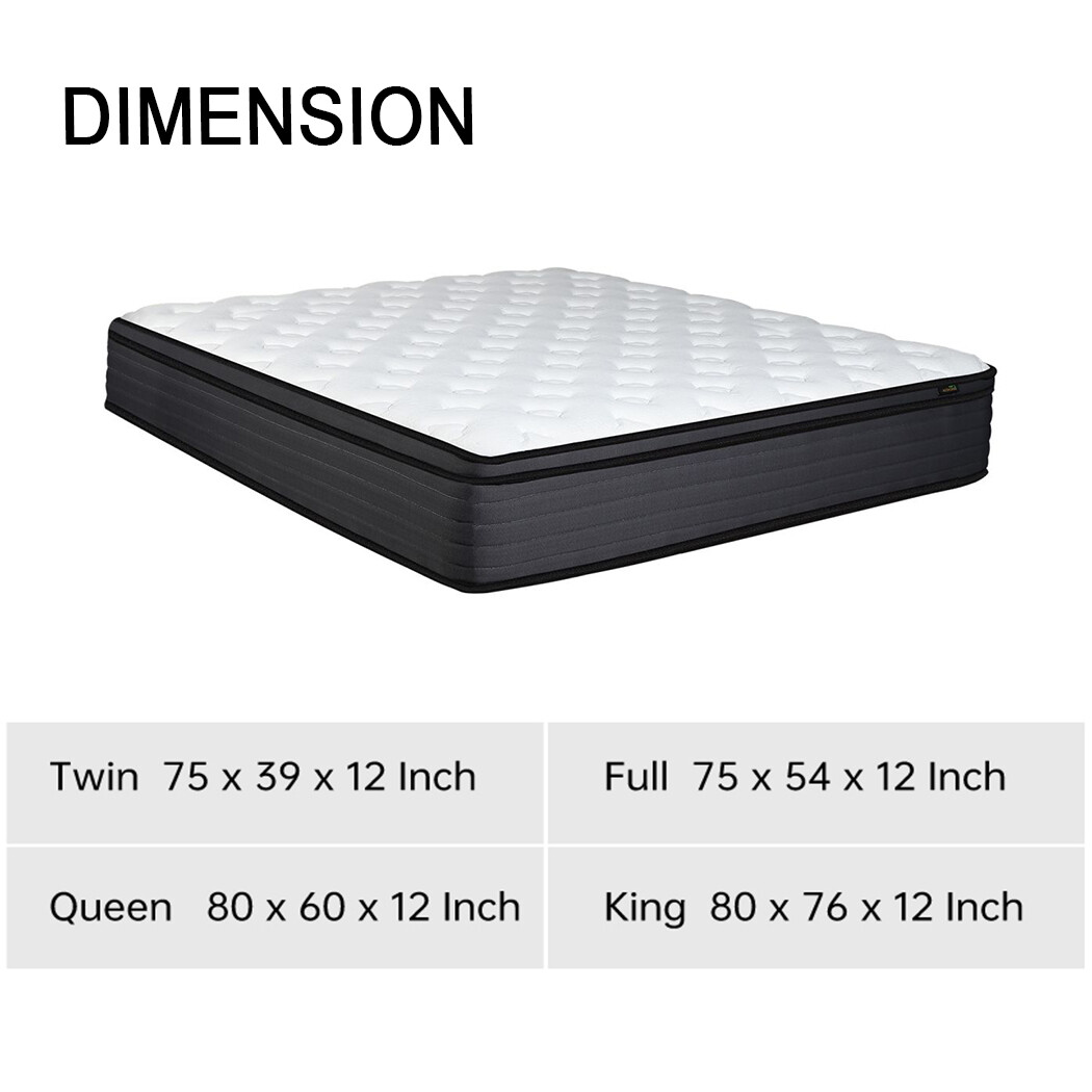 AICEHOME 12″ Mattress Comfy Hybrid Spring Mattresses Medium Twin Full Queen King