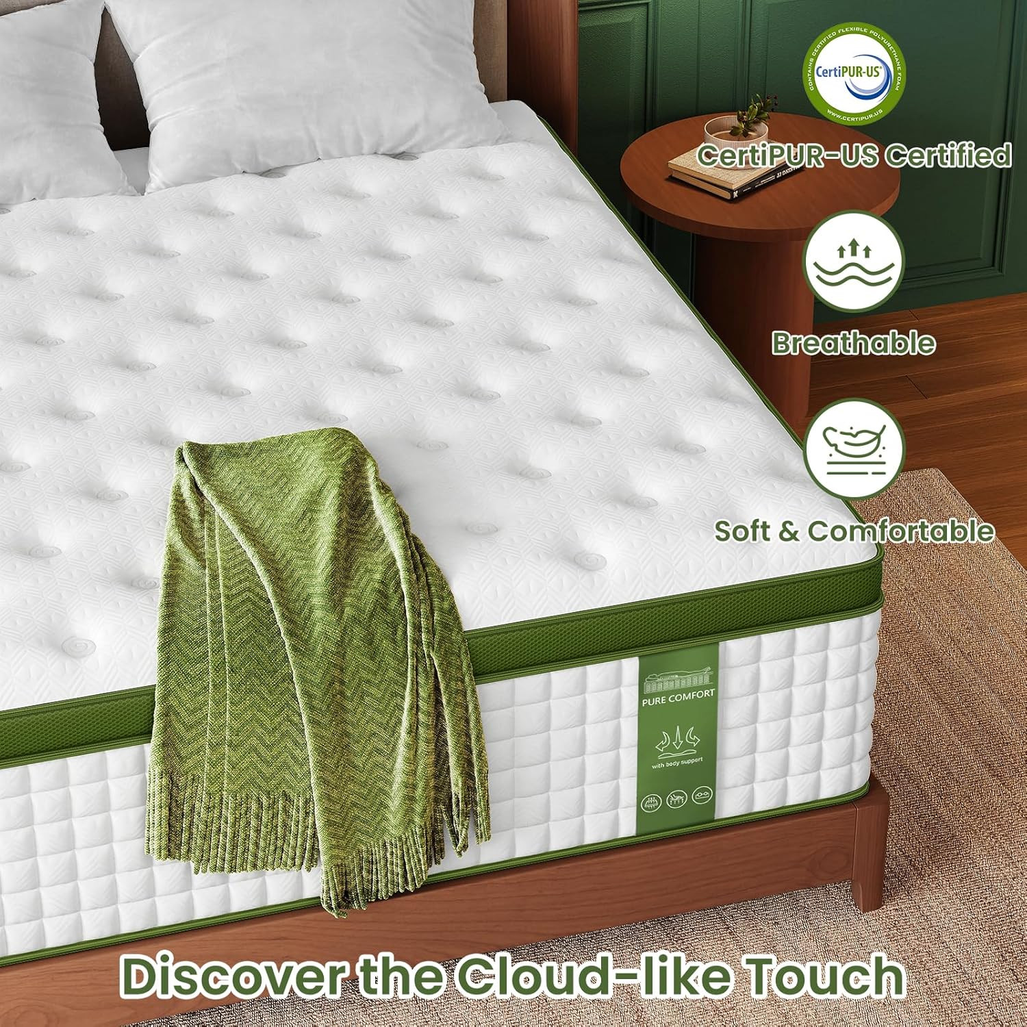 Bedstory Medium Firm Queen Mattress, 14 Inch Hotel Collection Hybrid Mattresses