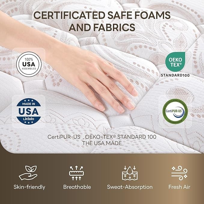 12″ Colchones QUEEN Size De Espuma 12 Pulgadas Memory Foam Bed Hybrid Mattress