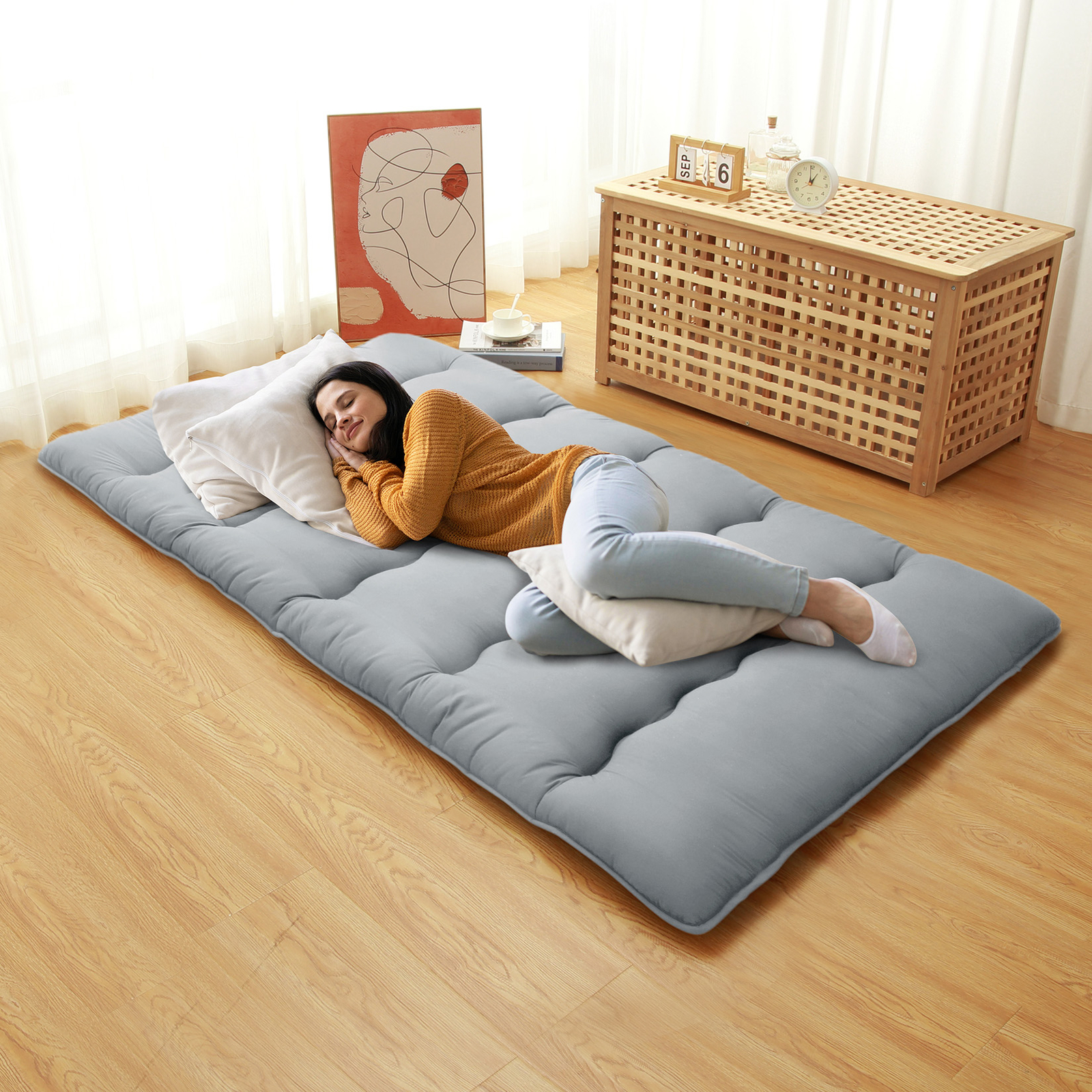 Japanese Style Floor Futon Mattress,Folding Futon Mattress Sleeping Mattress Pad