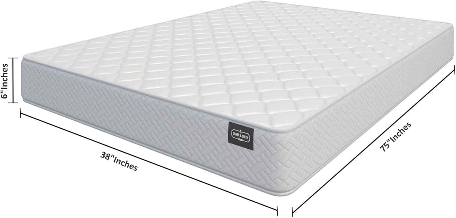 Twin Mattress 6 Inches 38X75 White – Medium Firm Hybrid for Bed – Twin Size Matt