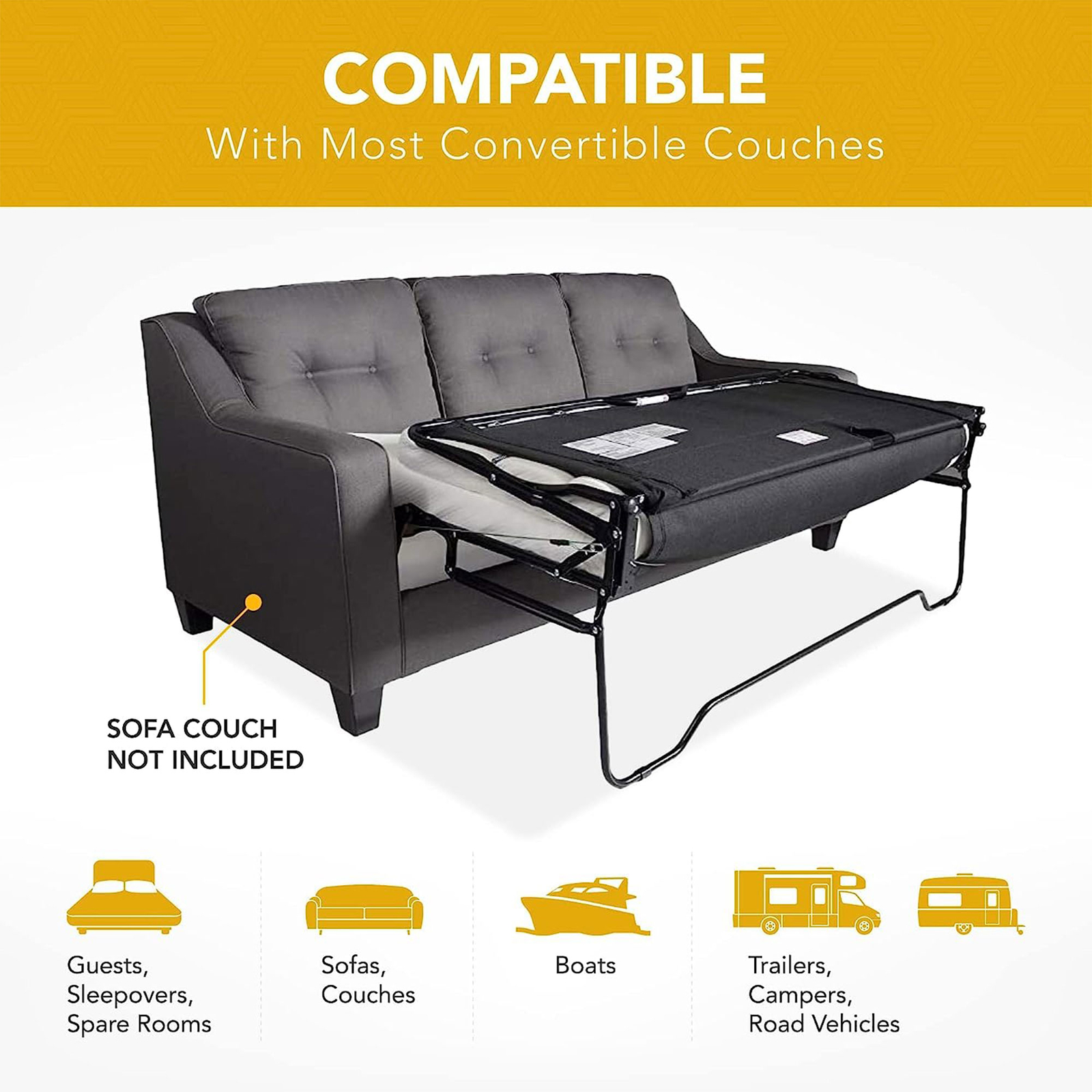 Dynasty Mattress Memory Foam Full Mattress for Pull Out Sofa (Sofa Not Included)