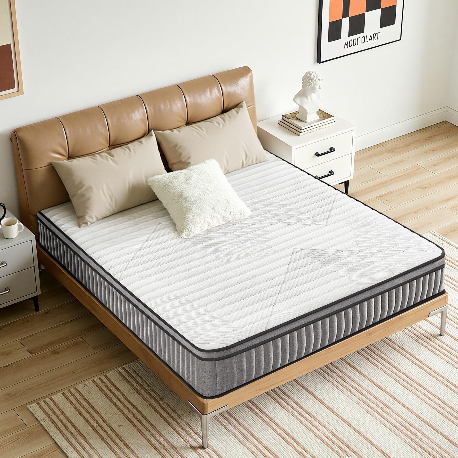 12″ Full Size Gel Memory Foam Pocket Spring Hydird Mattress In A Box Medium Firm