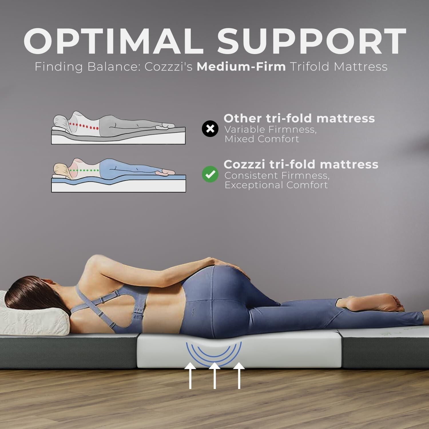 4 Inch Folding Mattress Trifold Foam Mattress With Removable Cover For Traveling