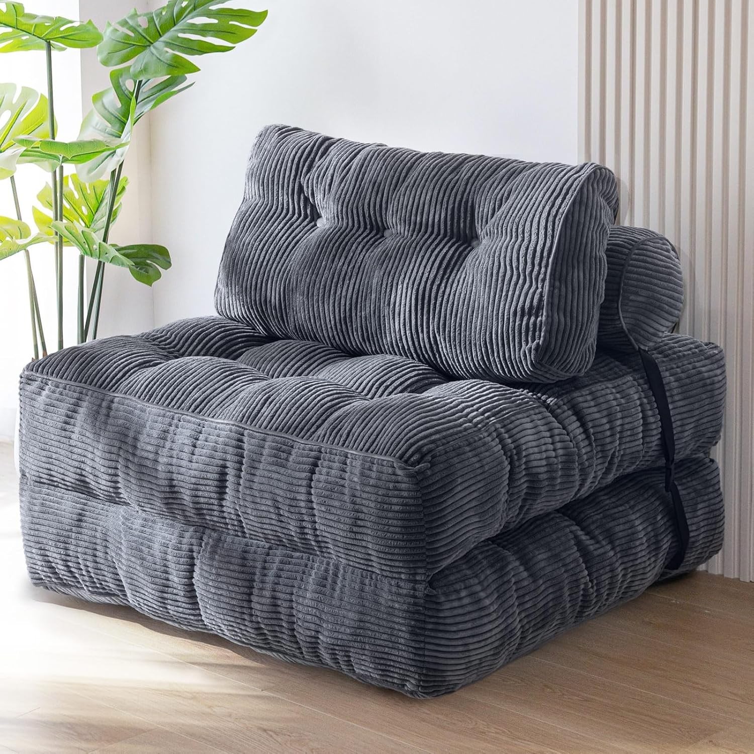 MAXYOYO Folding Sofa Bed, Convertible Sleeper Chair with Single, Dark Grey