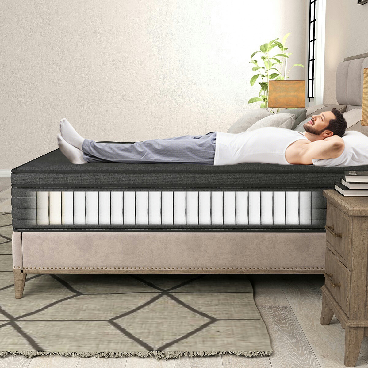 12″ 14″ Gel Memory Foam Innerspring Mattress in a Box Twin Full Queen King Size