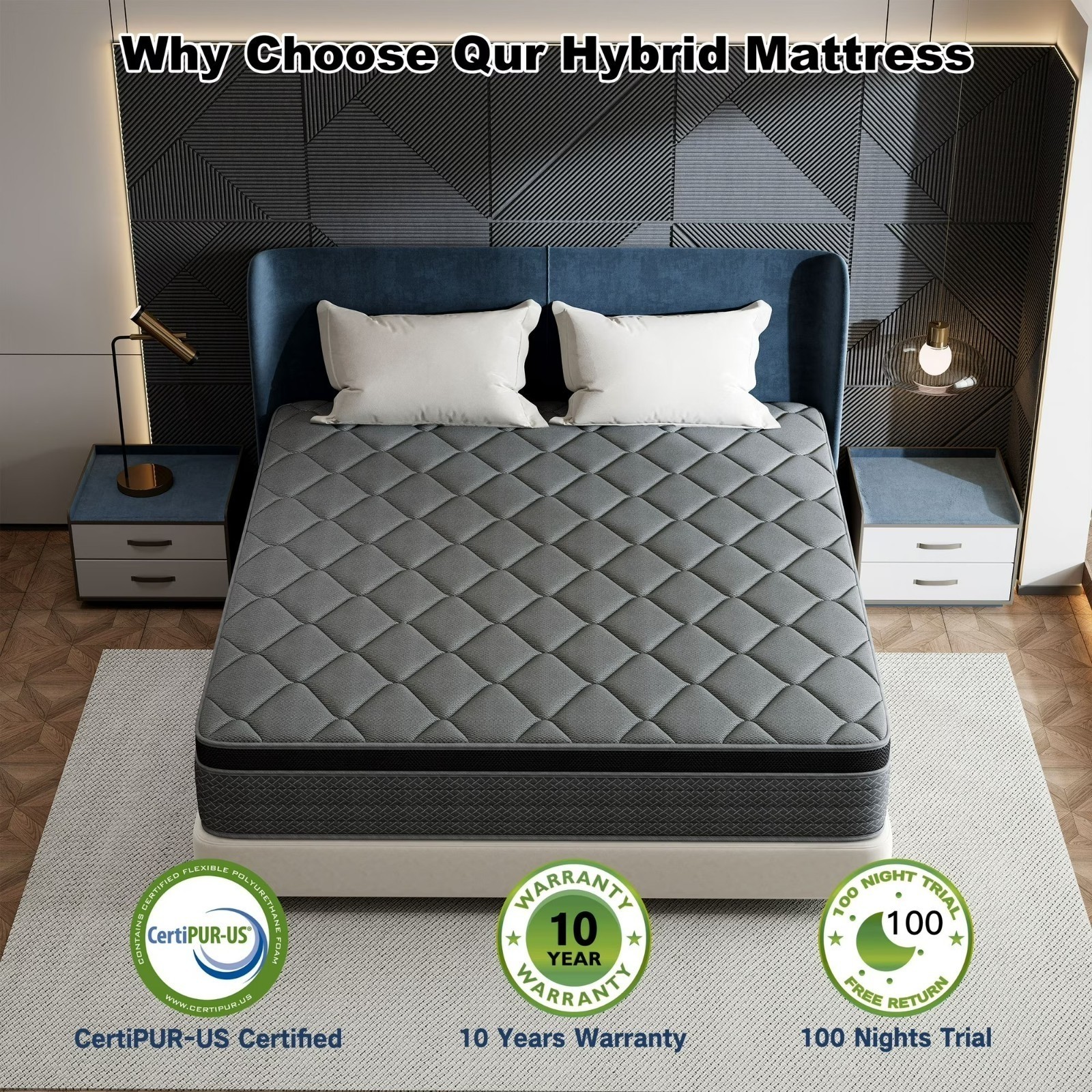 12in Memory Foam & Spring Hybrid Mattress Cooling Support Twin Size Bed In a Box