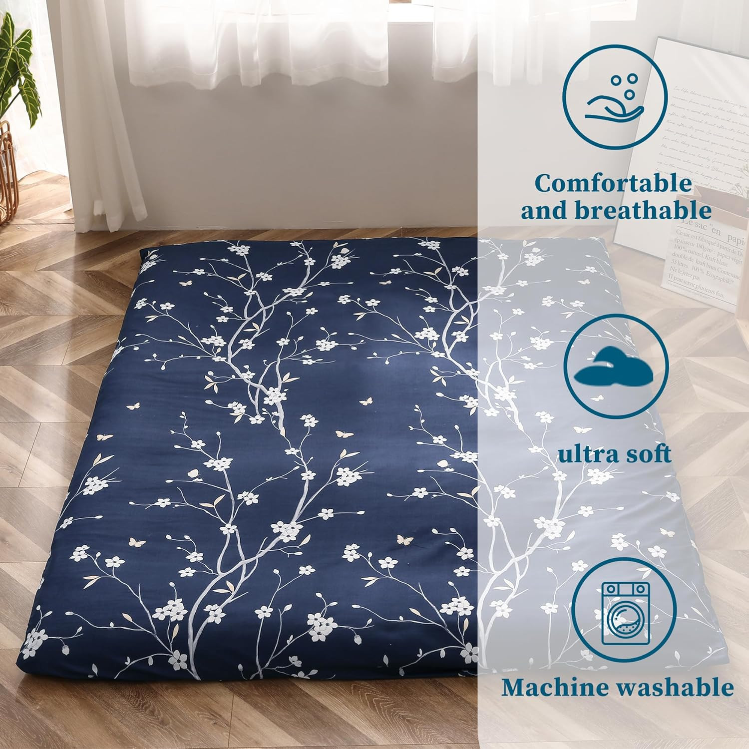Mattress Cover for Traditional Japanese Futon Mattress, Queen, Star