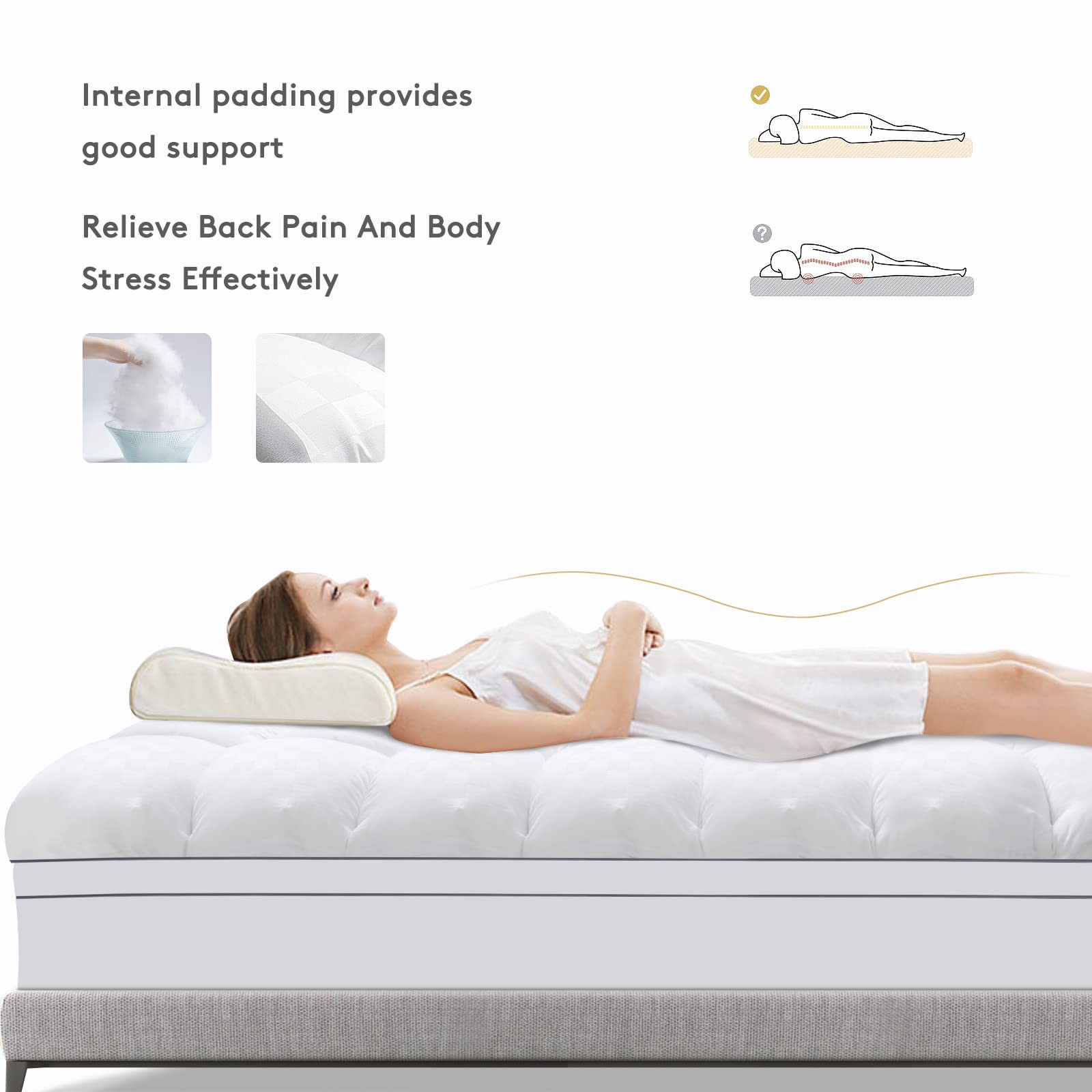 SameBed Mattress Topper King,Extra Thick Mattress Pad Cover for Back Pain,Coo…