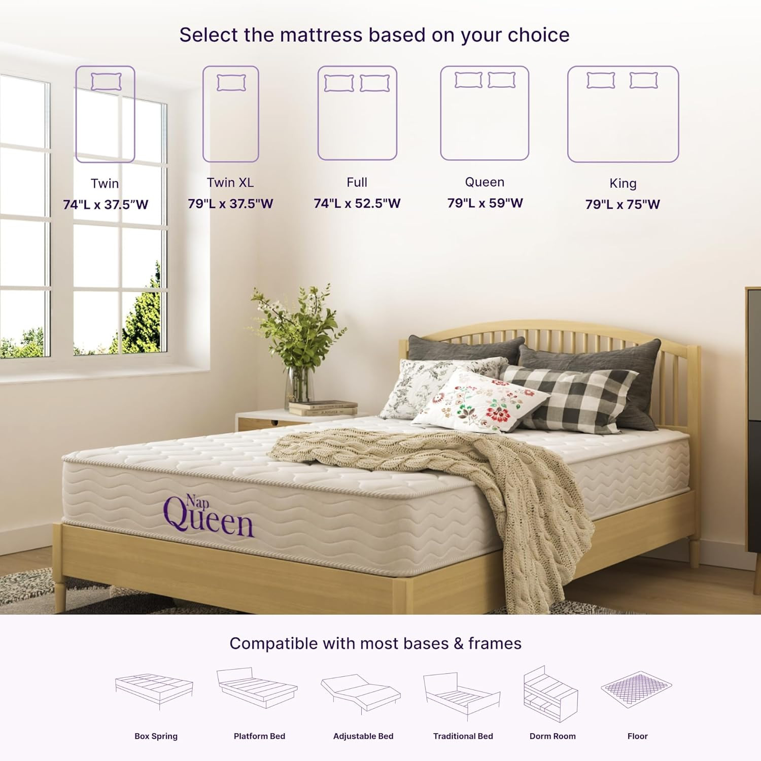 Twin-Xl Mattress, 6 Inch Elsa Innerspring Medium Feel, Certipur-Us Certified, Tw
