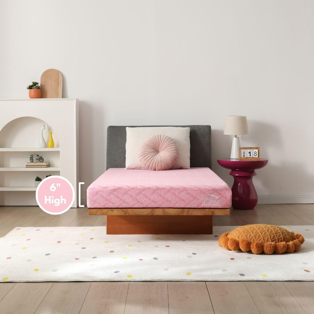 6″ Pink Cooling Memory Foam Mattress – Medium Firm, Safe for Kids & Adults