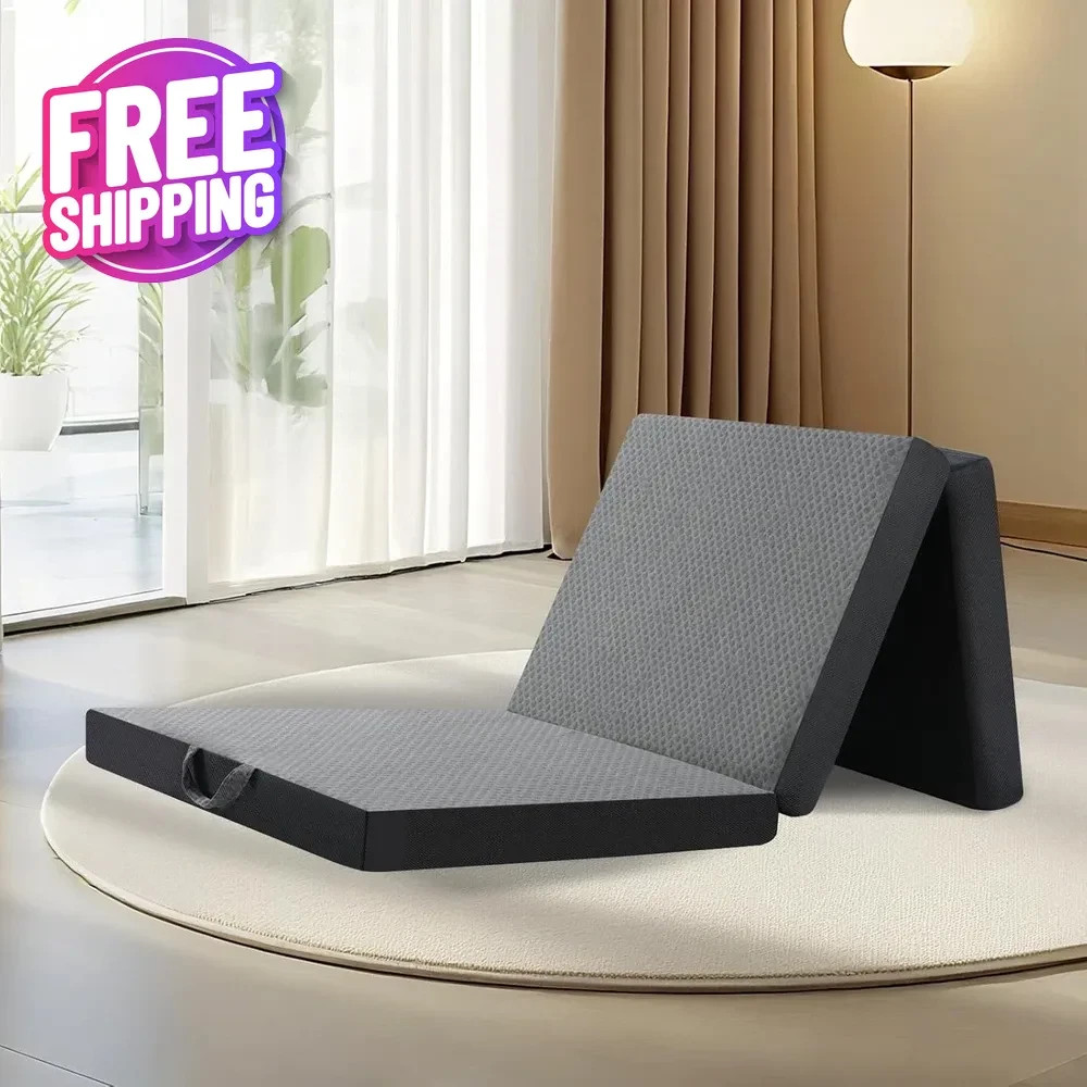 Portable Tri-Fold Memory Foam Mattress – 4″ Single Size for Travel & Camping