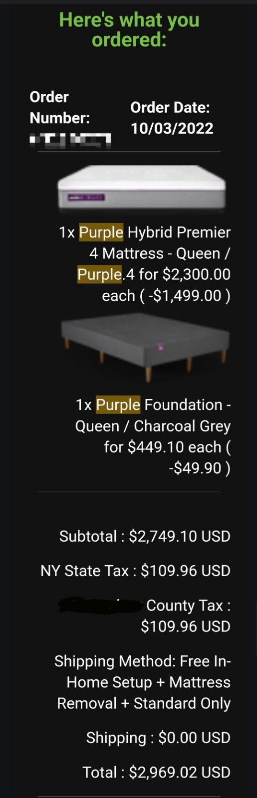 Purple Hybrid Queen Mattress – 2022 Model