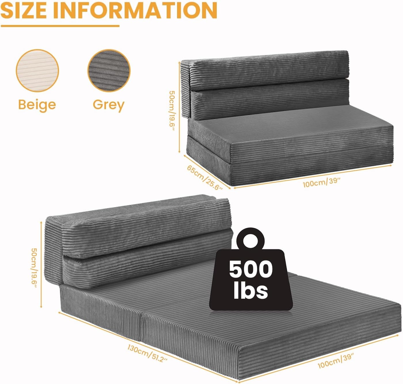 Folding Mattr Twin, Convertible Sofa Bed Foldable Futon Mattr with