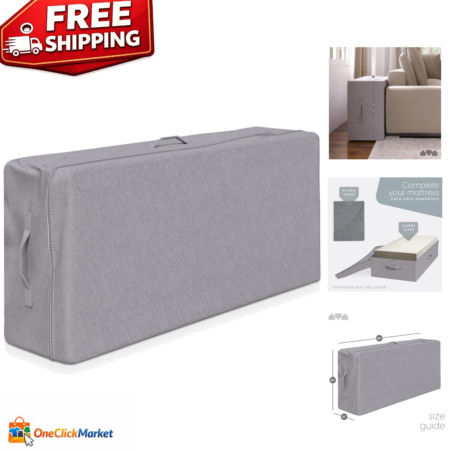 Custom-Fit Carry Case for 4″ Queen Folding Mattress – Keeps Out Dust & Moisture