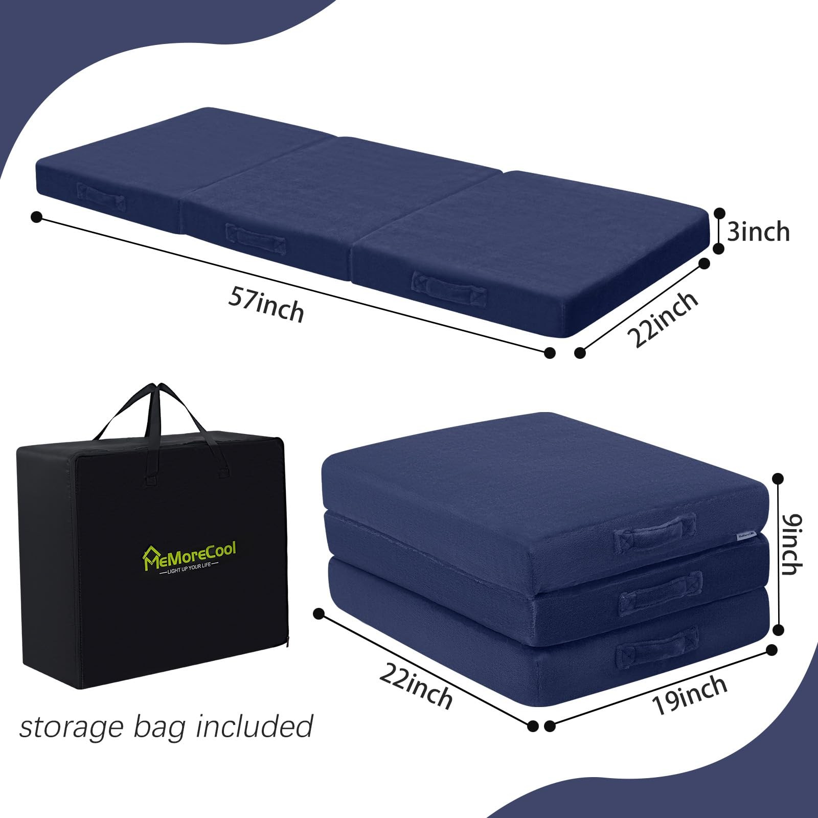 MeMoreCool Foldable Floor Mattress for Kids, Trifold Nap Mat for Toddlers, Po…