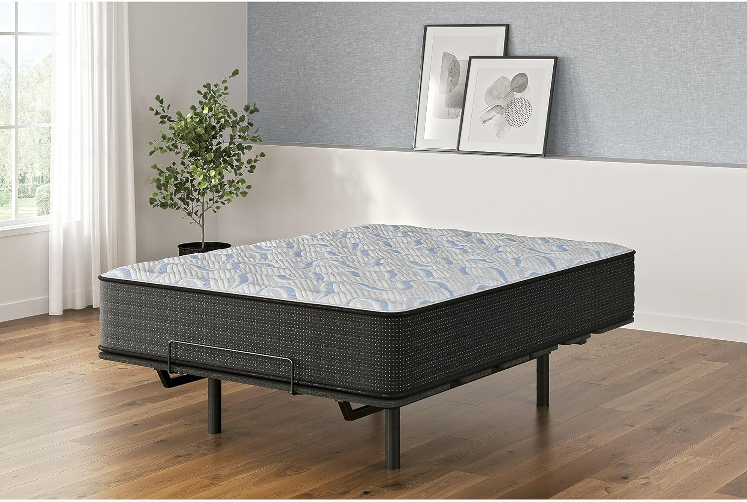 Ashley Elite Springs Plush California King Mattress – Fiberglass Free, Gray/Blue