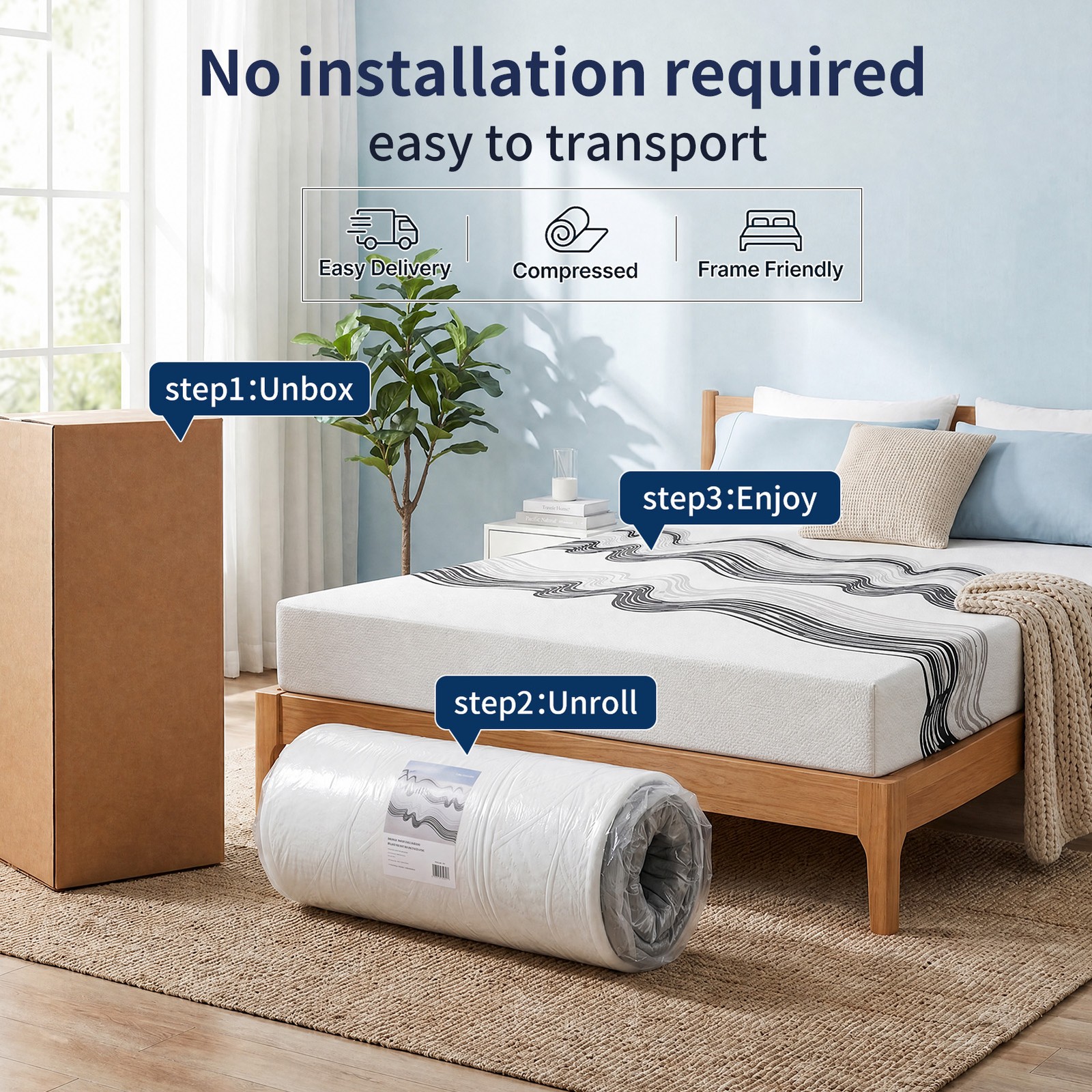 King Size Memory Foam Mattress Ice Feel Fabric Cool Sleep for Hot Sleepers