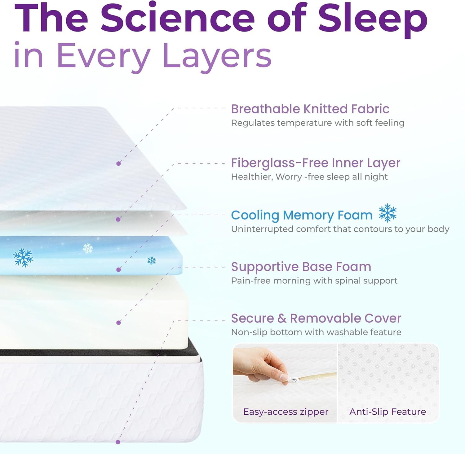 GAESTE 8 Inch Full Cooling Gel Memory Foam Mattress for Cool Sleep Medium Feel C
