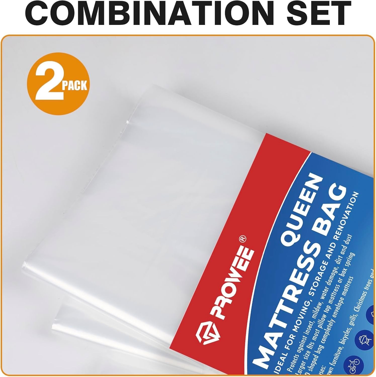 2 PK Twin Mattress Bags for Moving, Waterproof & Tear-Resistant Plastic Mattr…