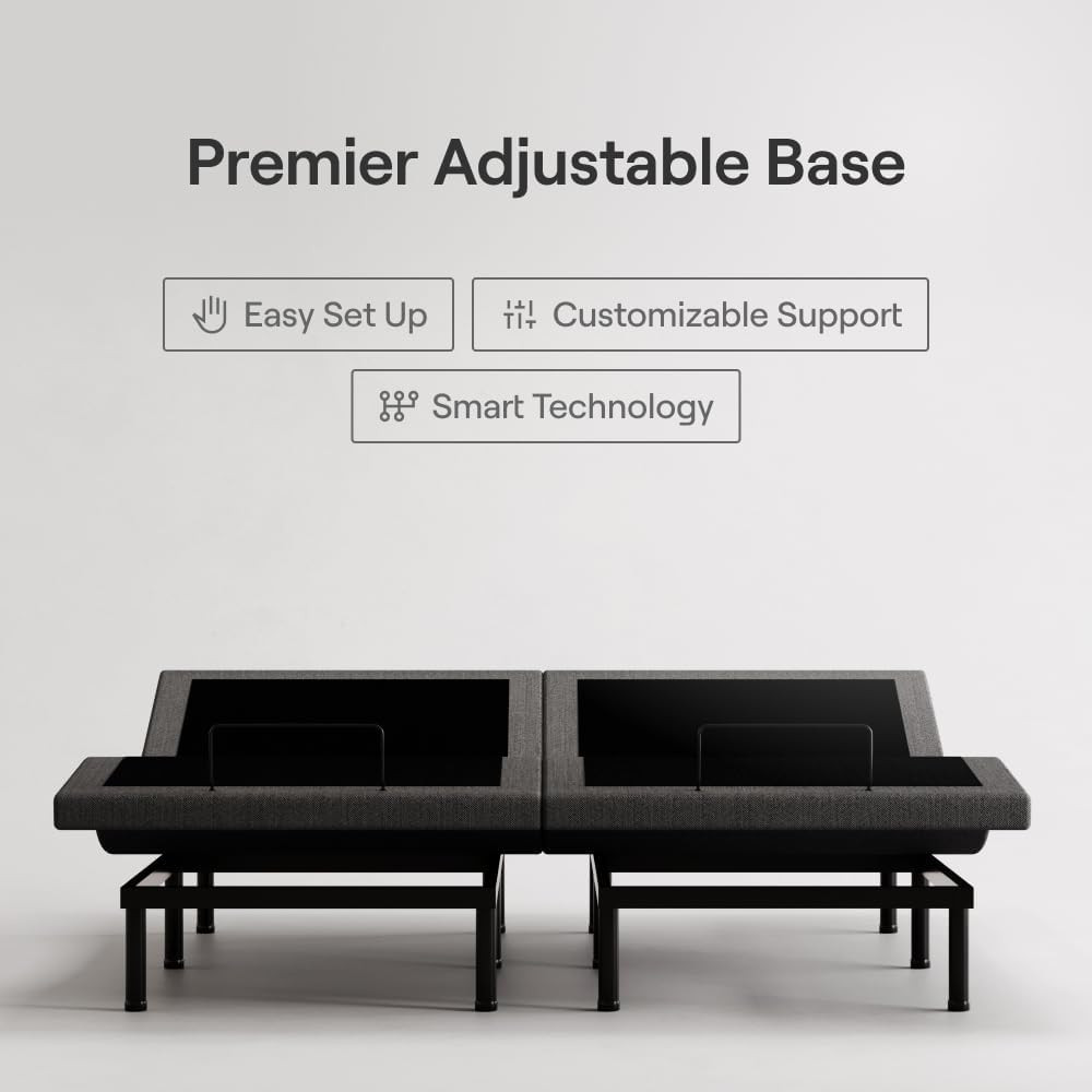 Twin XL Adjustable Base & 12” Medium Firm Mattress with Massage & Cooling Top