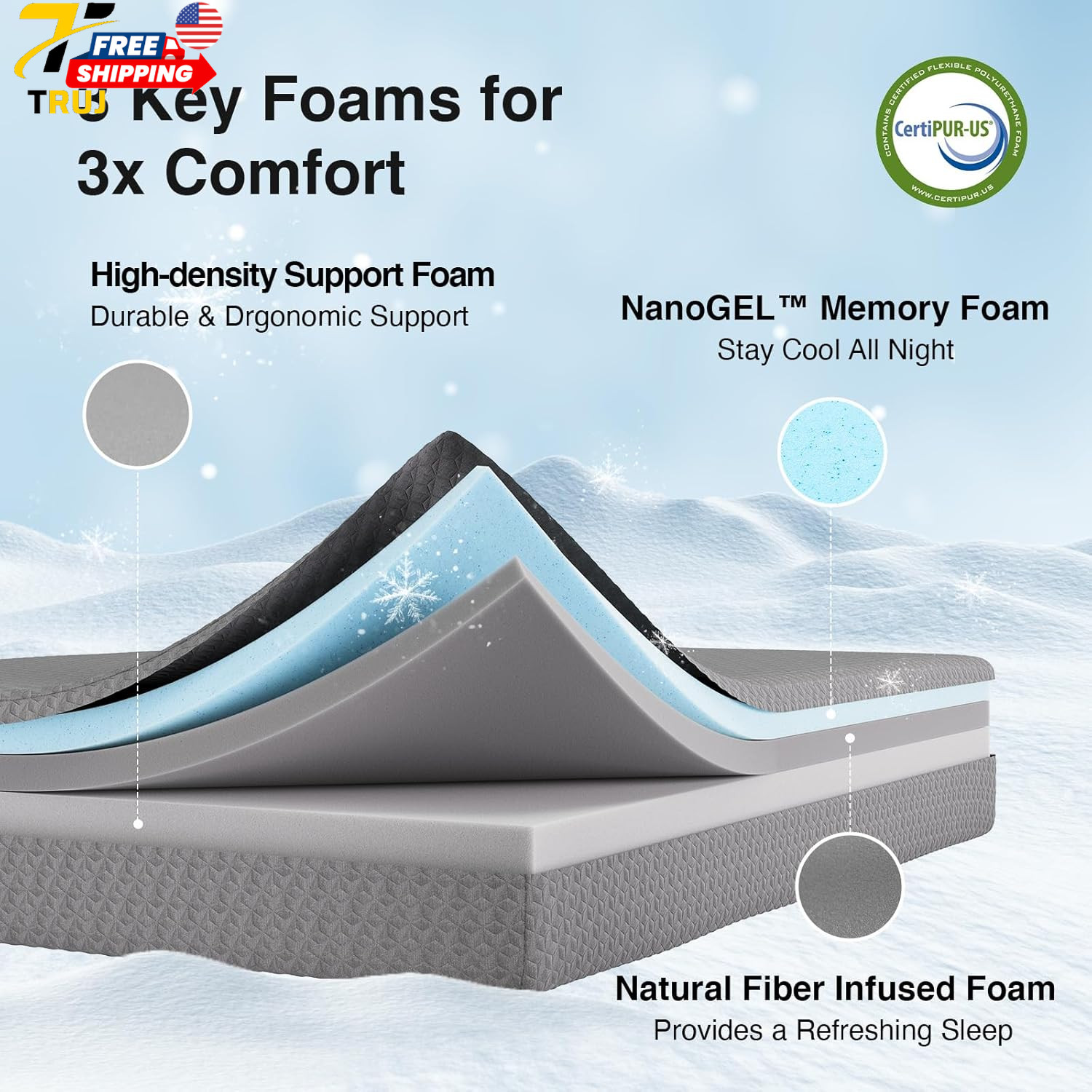 Novilla King Size Mattress 12 Inch Memory Foam Mattress King for Cool Night Slee