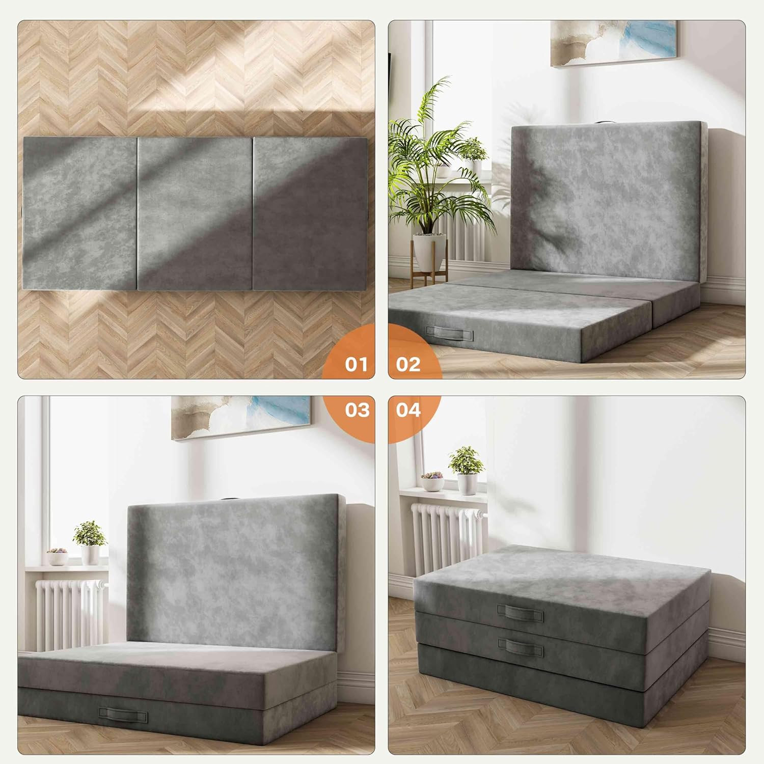 Portable Tri-Fold Memory Foam Mattress with Washable Cover for Guests & Travel