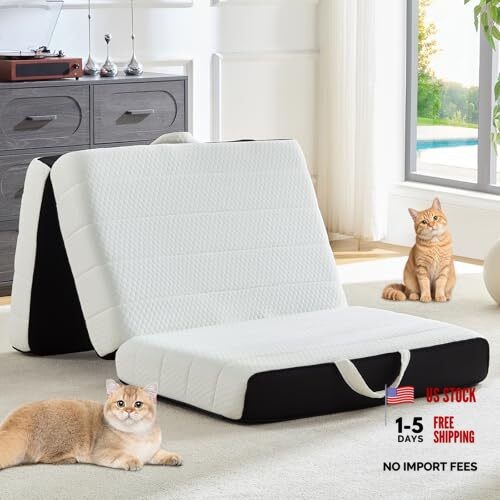 Foldable Mattress Tri-Fold Memory Foam Mattress Topper with Queen 6 Inch