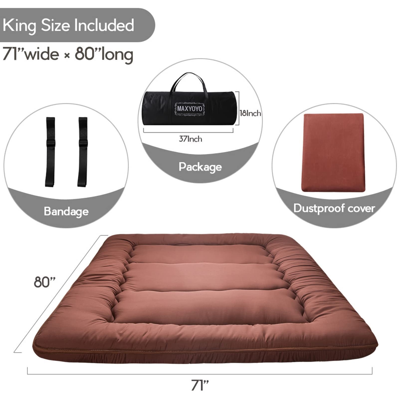 Japanese Floor Mattress Futon Mattress, Thicken Tatami Mat Sleeping Pad Foldable