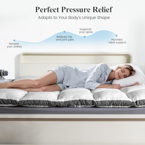 Shredded Memory Foam Bed Topper, 2000GSM Plush Pillow Top Queen-2000GSM White