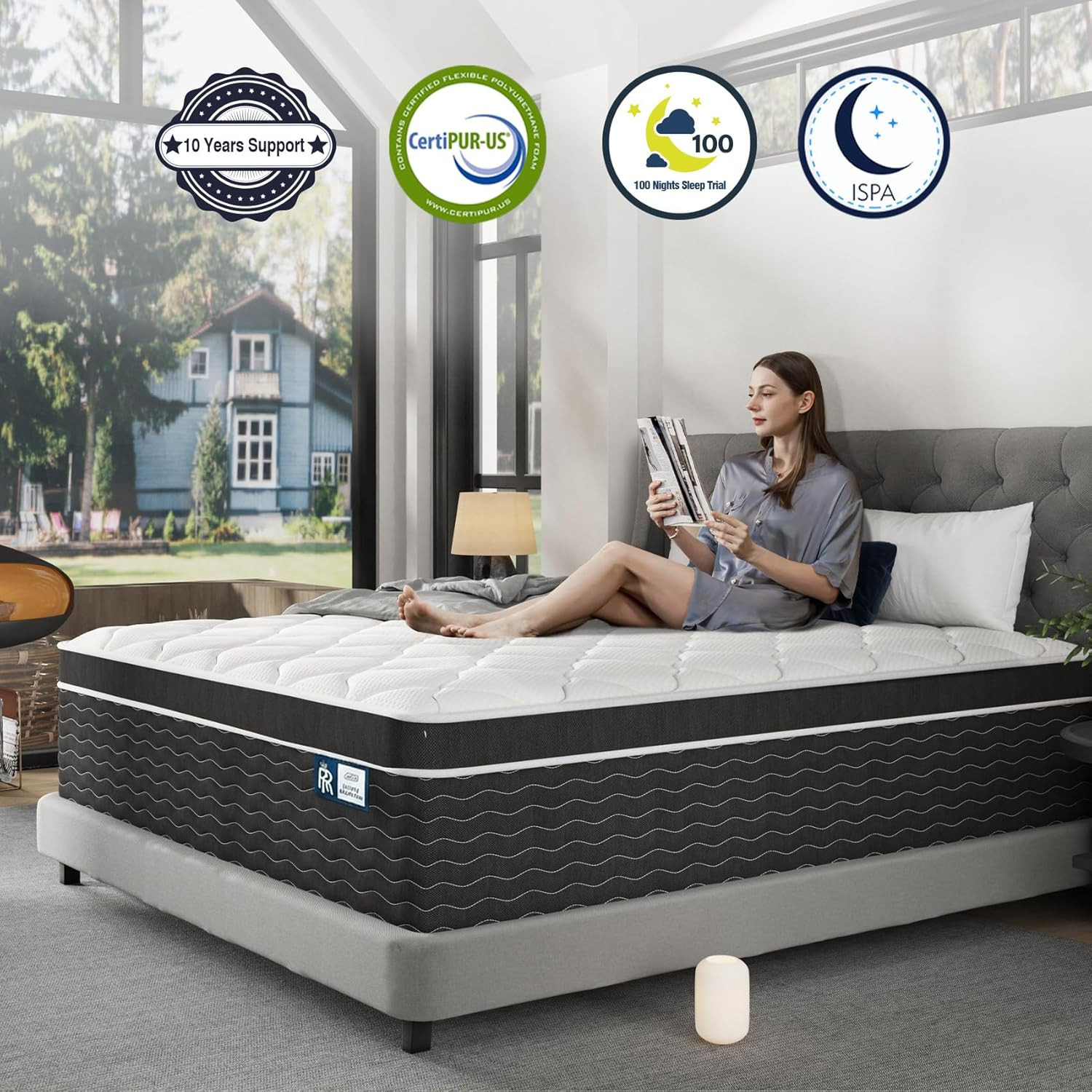 Ruoysun Luxury Firm Queen Mattress 14 In, Hotel-Level Comfort, Hybrid Queen Size