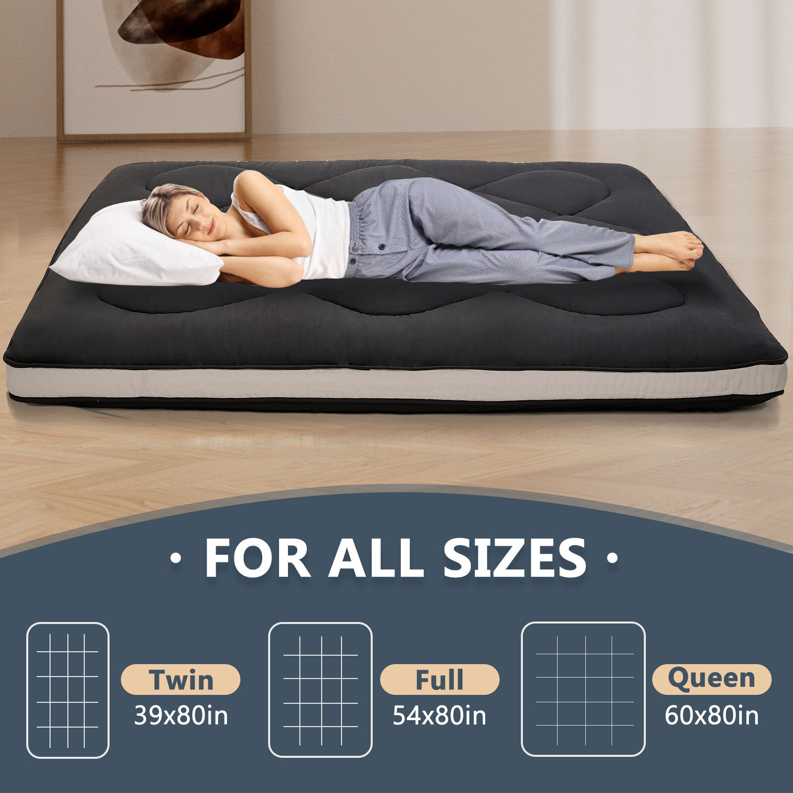 Lilypelle Japanese Floor Mattress Futon Mat Foldable Mattress Twin Full Queen 3″