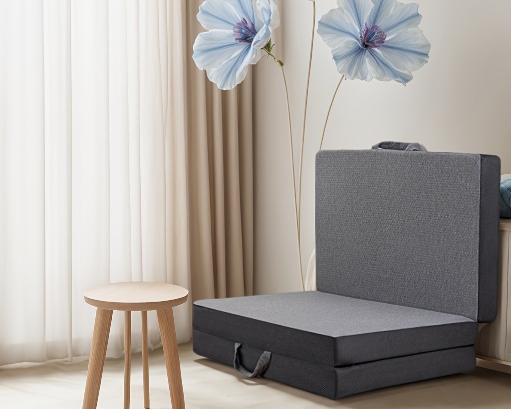 Folding Mattress 4/6in Tri-Fold Memory Foam Mattress Topper Washable Cover Queen