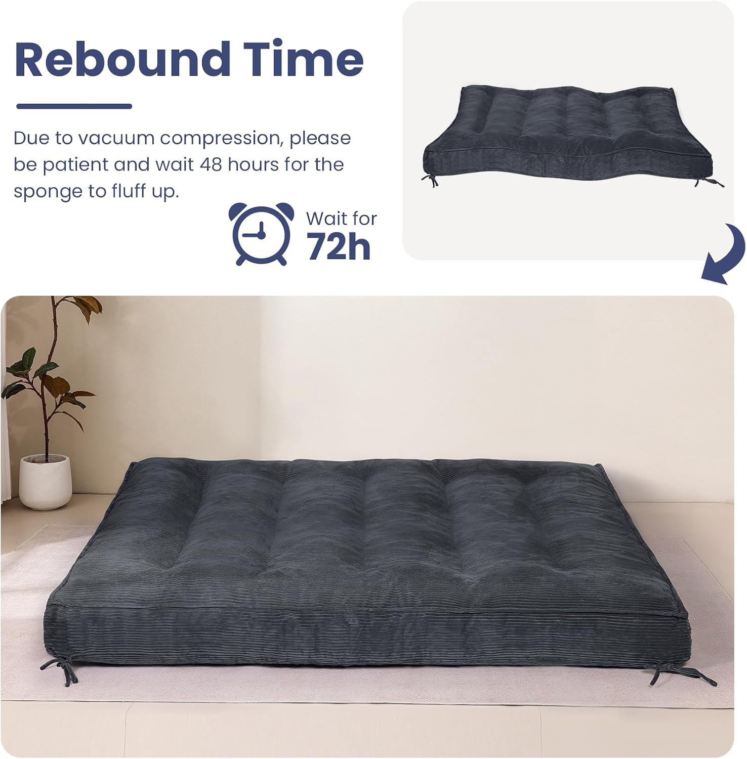 Queen Futon Mattress, 8″ Thick, Folding, Medium Firm, No Frame
