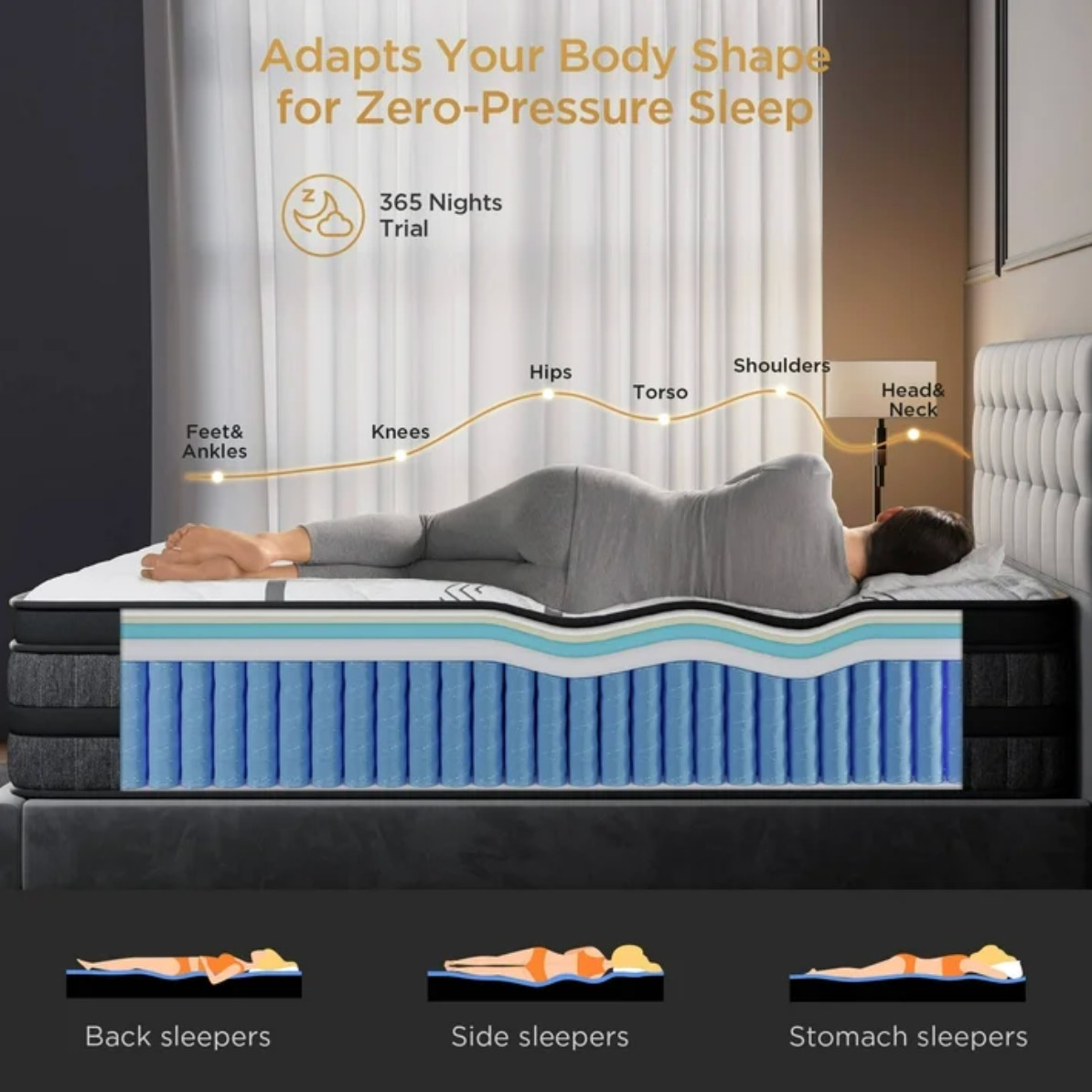12″ Colchon KING Gel Memory Foam Hibrido Cama King Mattress Medium Firm Hybrid