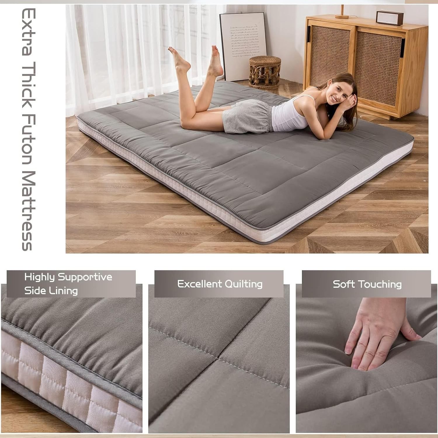 King Futon Foam Mattress Topper, Japanese Foldable Mattress Bed, Extra Thick …