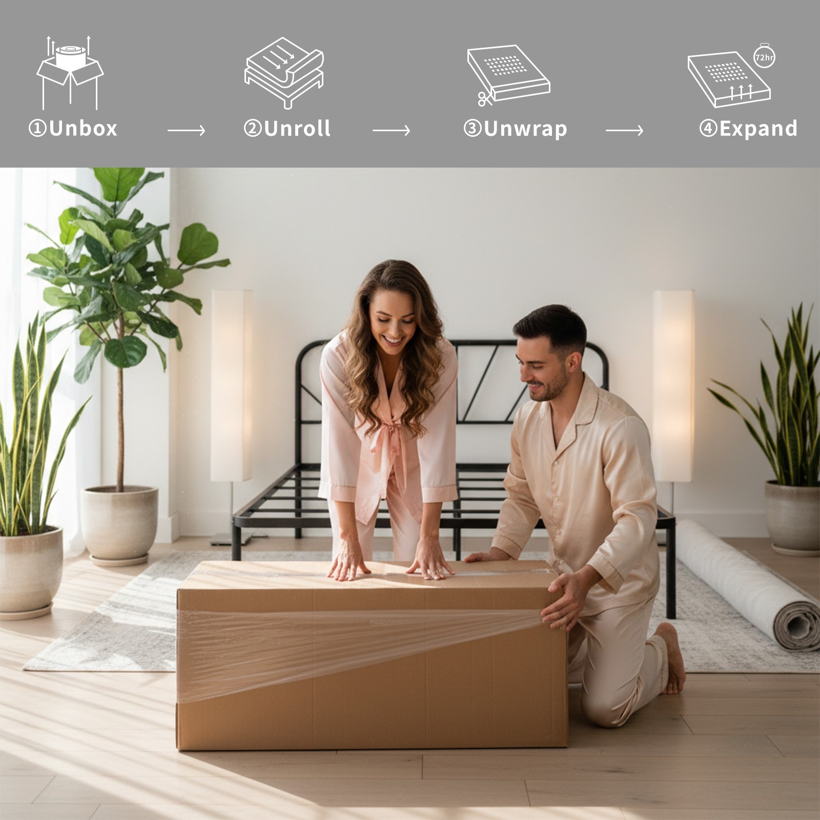 12″ Full Size Gel Memory Foam Pocket Spring Hydird Mattress In A Box Medium Firm