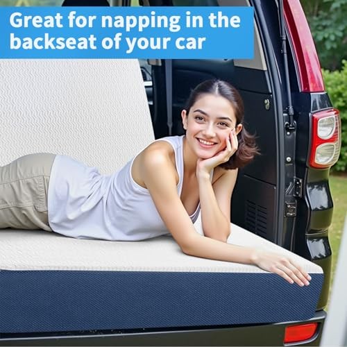 Folding Mattress Memory Foam Tri-Fold Floor Bed and Futon Topper Twin 6 Inch