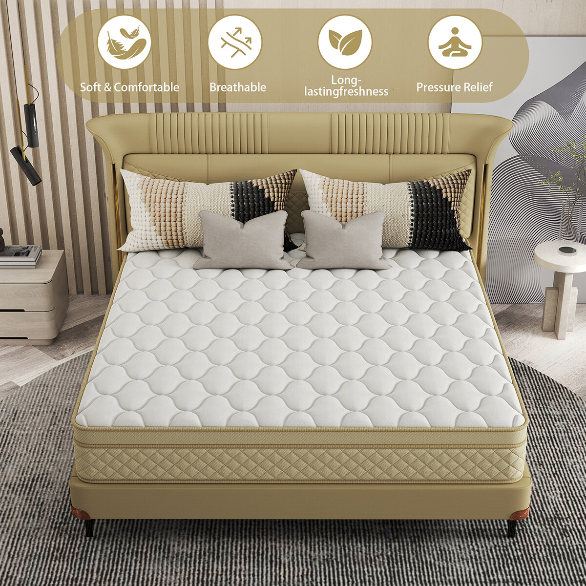 12″ 14″ Mattress Twin Full Queen King Gel Memory Foam Pocket Spring Bed In A Box