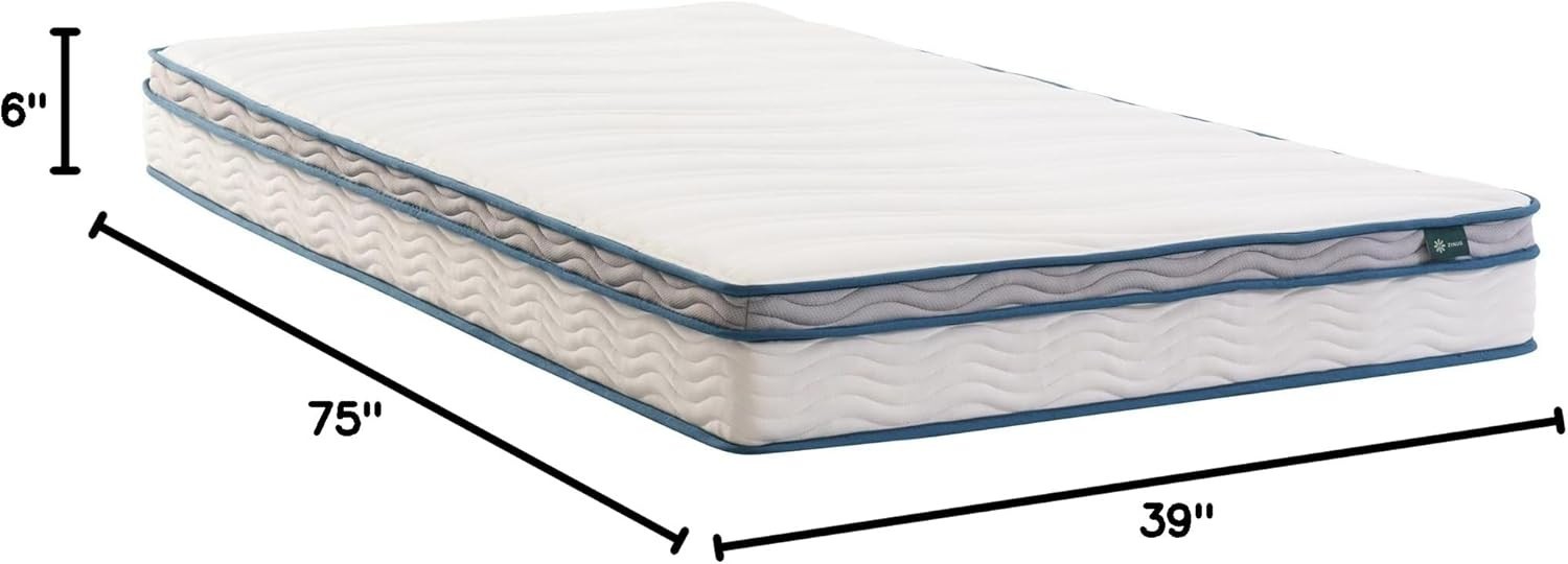 6 Inch Twin Hybrid Mattress Foam Innerspring Bed Mattress in a Box Youth Guest
