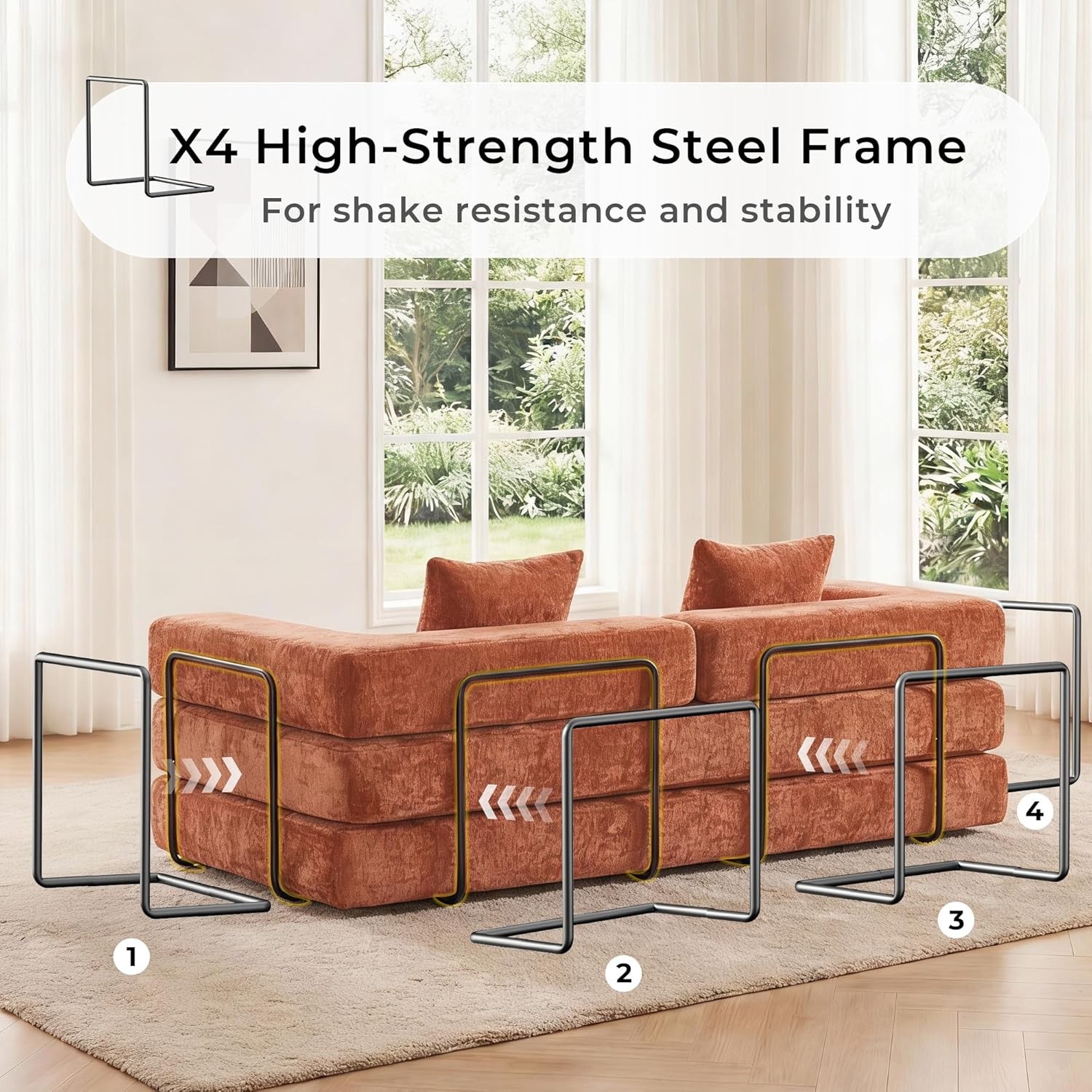 77″ Convertible Sleeper Sofa Bed, Bonel Cloud Queen Futon Couches