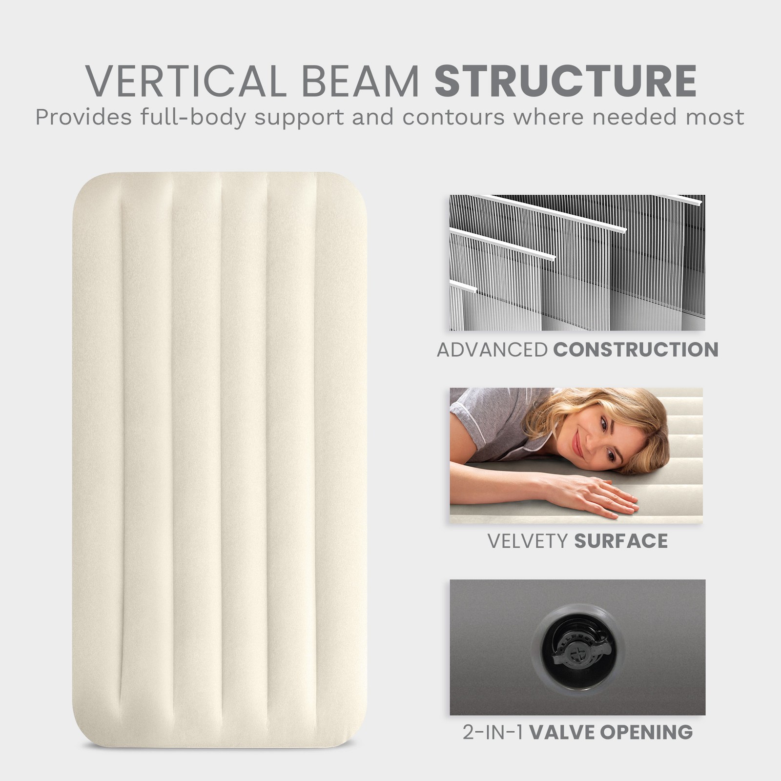 Intex 64101E Dura-Beam Standard Series Single Height Inflatable Airbed, Twin