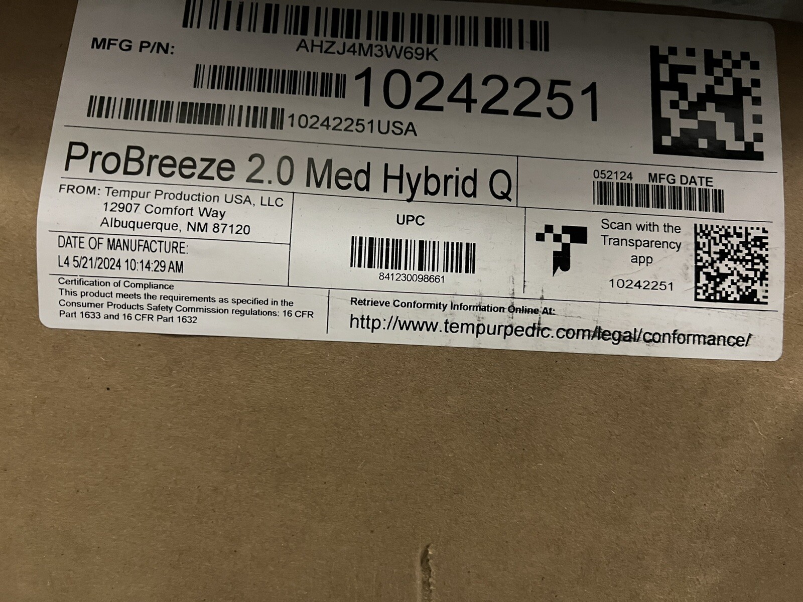 NEW TempurPedic PRO BREEZE 2.0 HYBRID QUEEN 5° COOLER 12” MATTRESS CLEARANCE