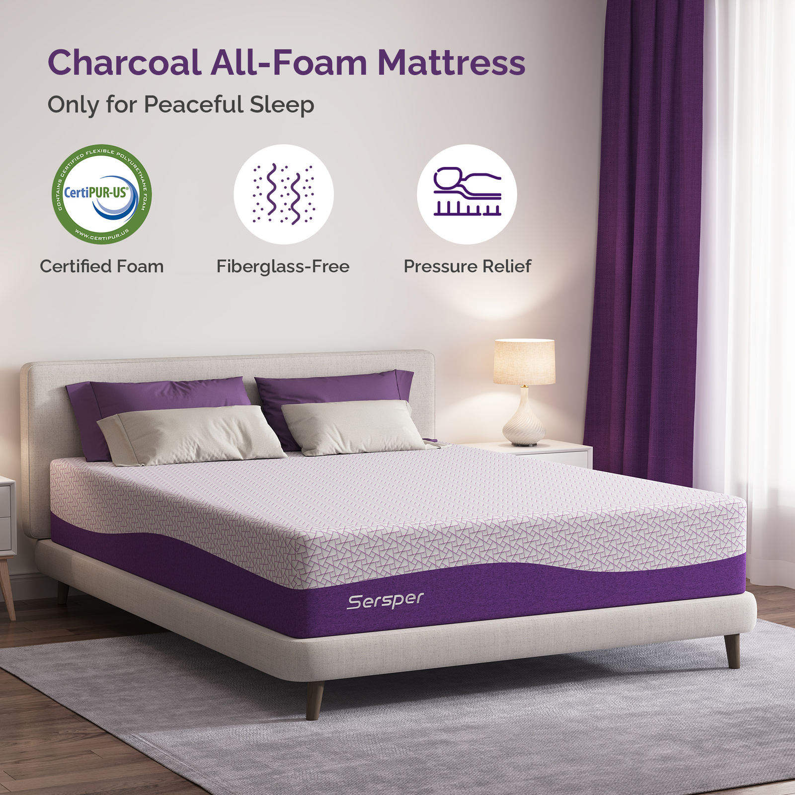 14 inch Queen Size Mattress Bamboo Charcoal Gel Memory Foam Mattress in a Box