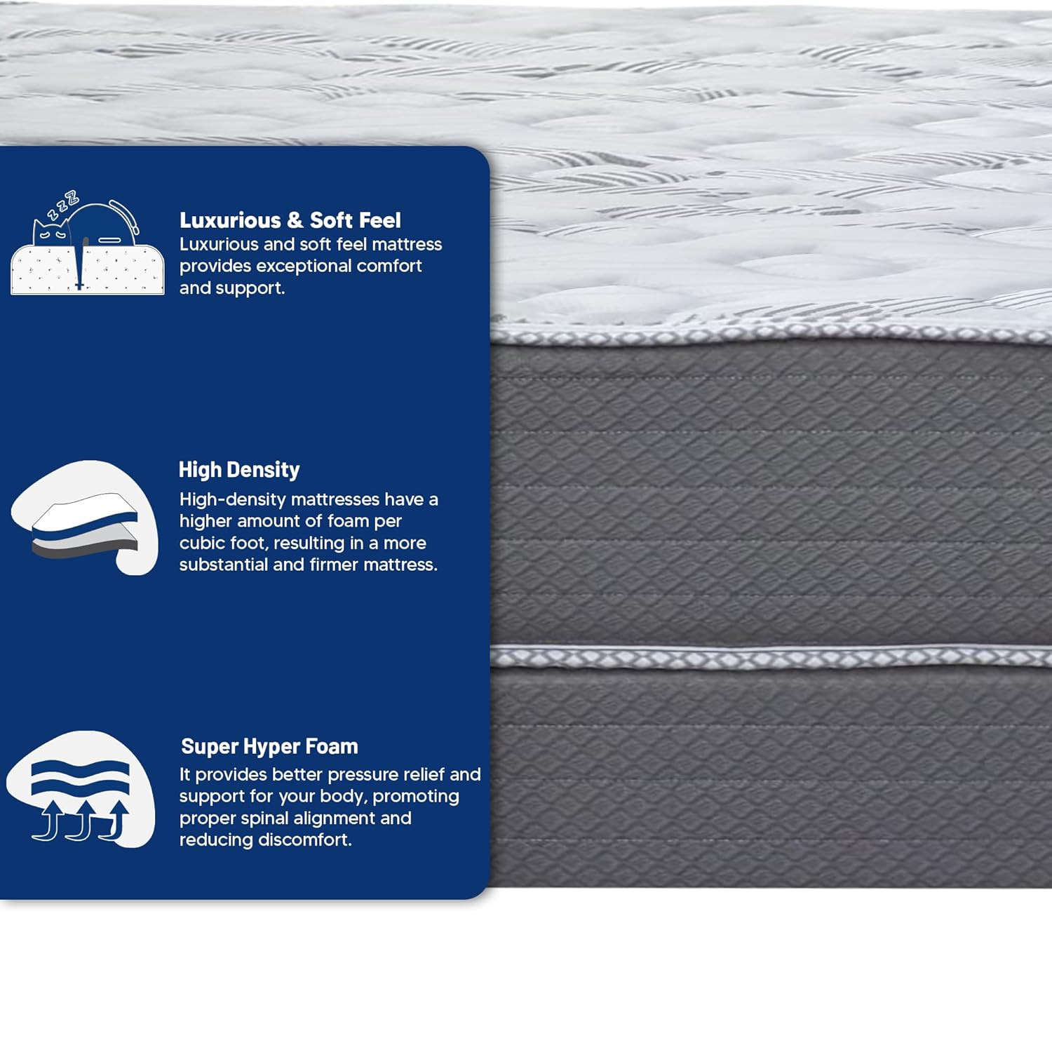 14″ Firm Double Sided Innerspring Mattress & 4″ Wood Box Spring, Full XL
