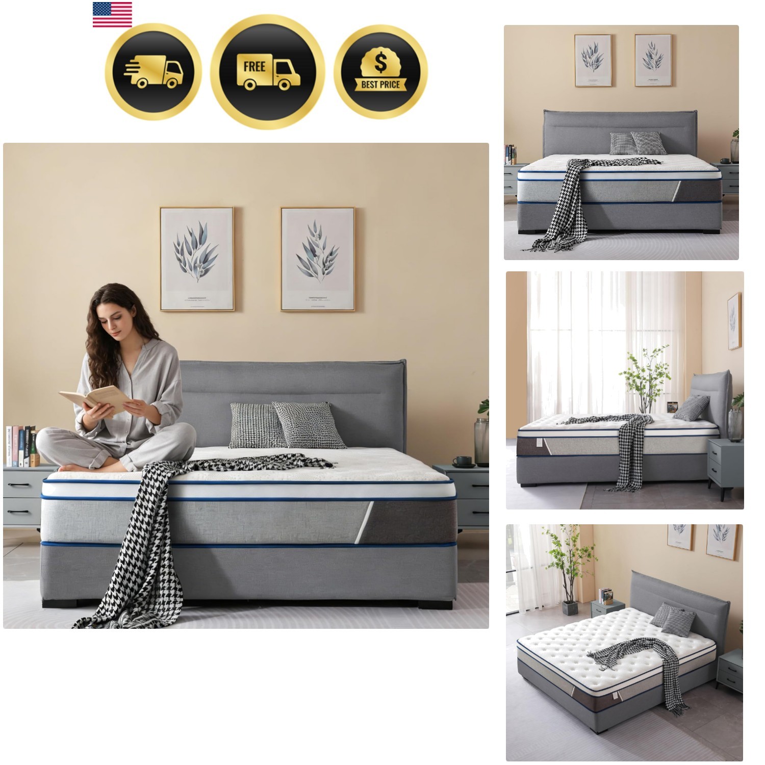 Full Size Mattress 12 Inch Hybrid Mattress – Memory Foam & Individually Pocke…